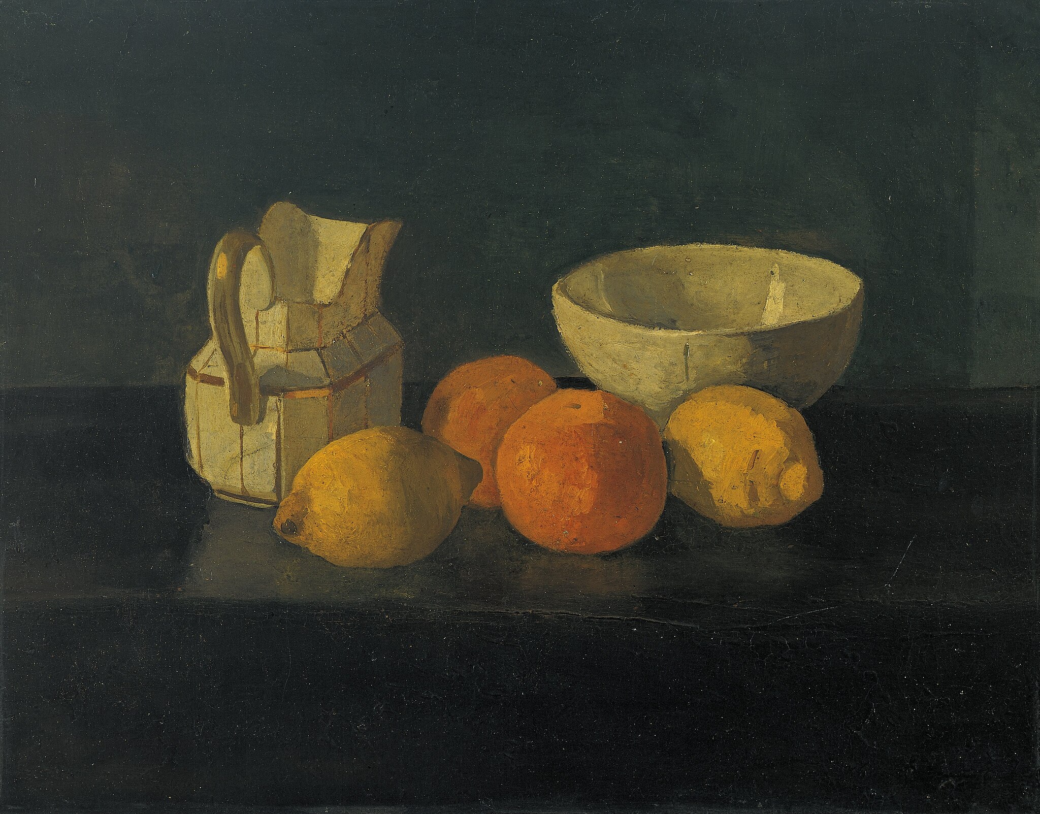 Still life with bowl and milk jug